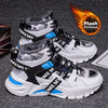 2025 New Autumn And Winter Fleece Thickened High-Top Boots Men's Shoes Warm Two Cotton Shoes Teenagers Sports Leisure Dad Shoes