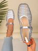 Women's Summer New Fashion Flat Shoes, Hollow-Out Buckle Design, Comfortable Wear, Suitable For Travel, Vacation, Mother's Day,Ballet Flats