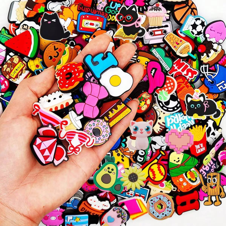 10/30/50/100pcs Random Shoe Charms, Suitable For Sandals, Food/Animal/Fruit/Cartoon/Summer Series, DIY Shoe Charms, Premium Popular Accessory, Great Gift For Teens, Men, Women And Adults
