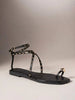 SHUZIA Women's Minimalist Elegant Rivets Decor Ankle Strap Flat Sandals